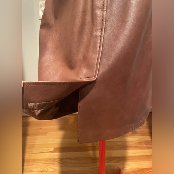 Vintage Chocolate Brown Leather Mini Skirt By Renaissance - Picture 4 of 12